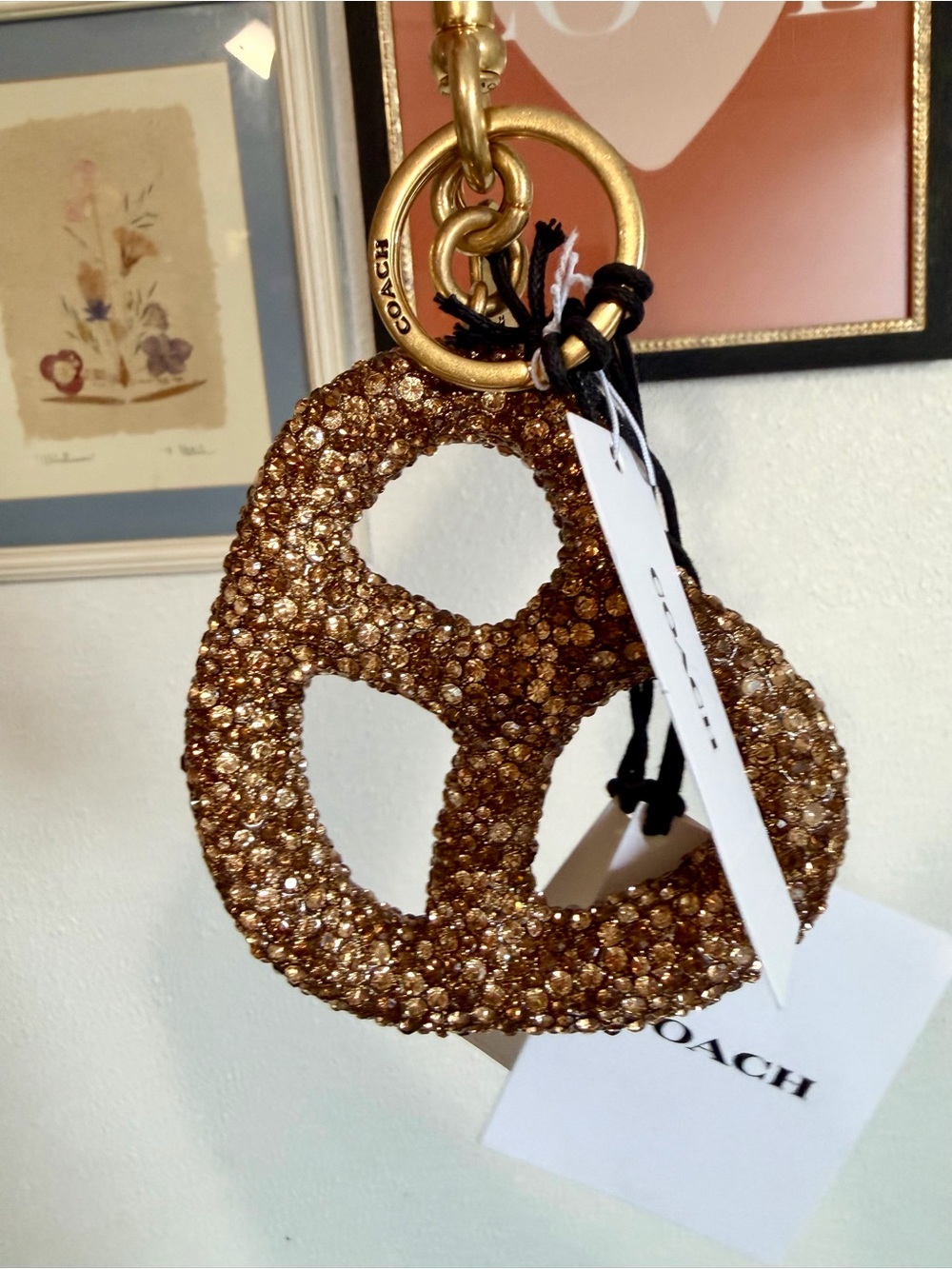 NWT Coach Crystal Pretzel Bag Charm. - Picture 2 of 7